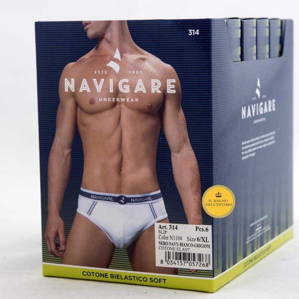 Navigare - 6 Slip Da Uomo Elasticizzato Elastico Esterno In Cotone Bie - Foto 8